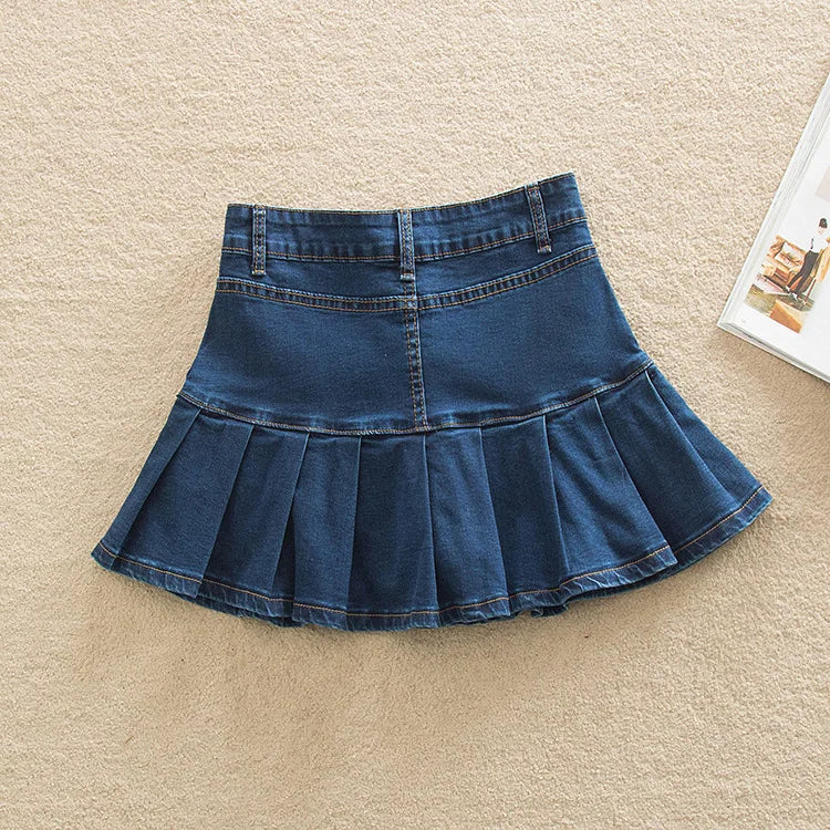 Plus Size Skirts for Women 4xl 5xl 6xl Summer Fashion Patchwork Ruffles High Waist Shorts Skirt Woman Casual Pleated Denim Skirt