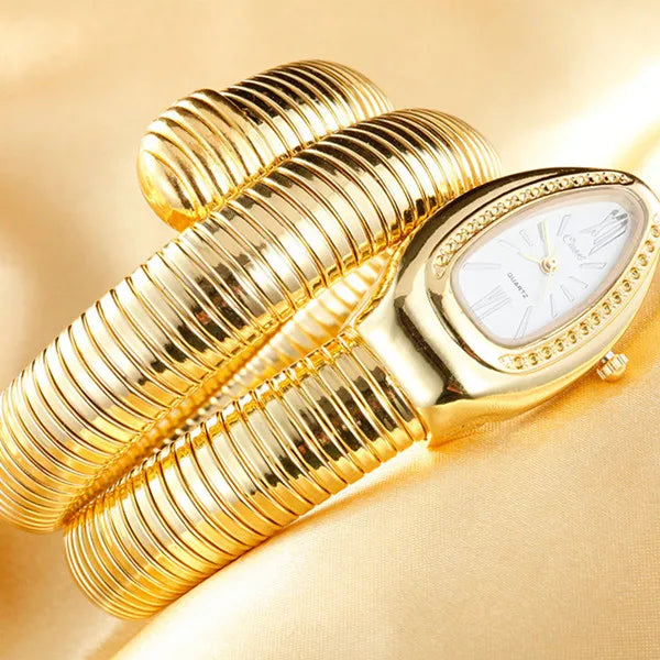 Montre de luxe à remontage serpent 2025 pour femmes, montre-bracelet à quartz, à la mode