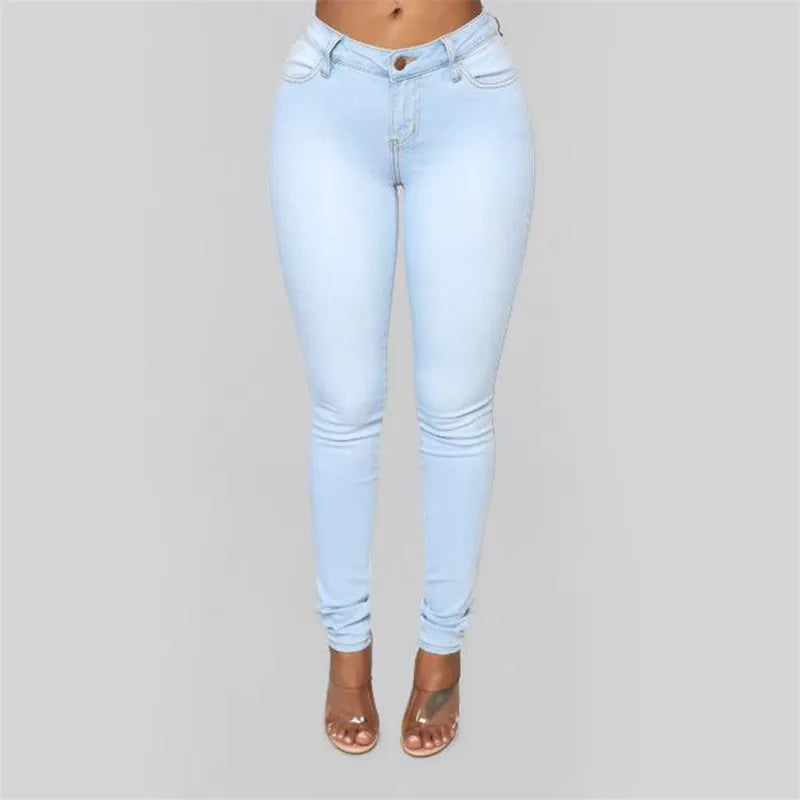 Low price promotion women high waist jeans casual skinny slim jeans high stretch denim pencil pants plus size S-3XL New