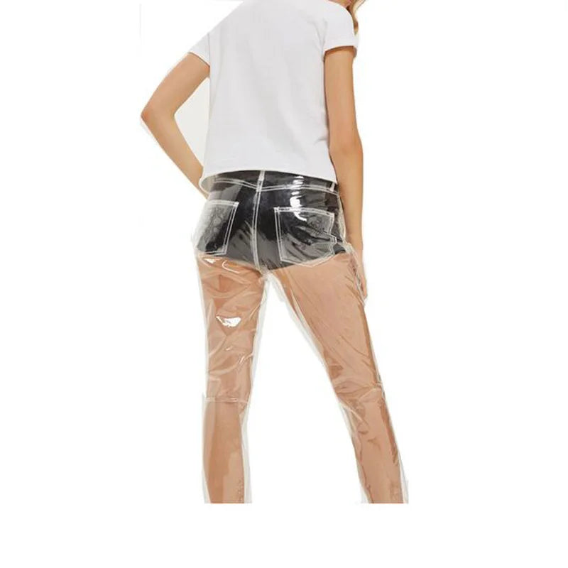 HIRIGIN Rare Hot Sale Transparent Jeans Waterproof PVC Plastic Jeans Trousers