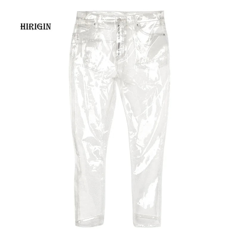 HIRIGIN Rare Hot Sale Transparent Jeans Waterproof PVC Plastic Jeans Trousers