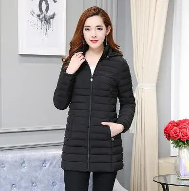 Veste d'hiver pour femme, manteau à capuche amovible, nouveau manteau coréen en coton épais, long, slim et chaud, vêtements d'extérieur pour femmes, 6XL,