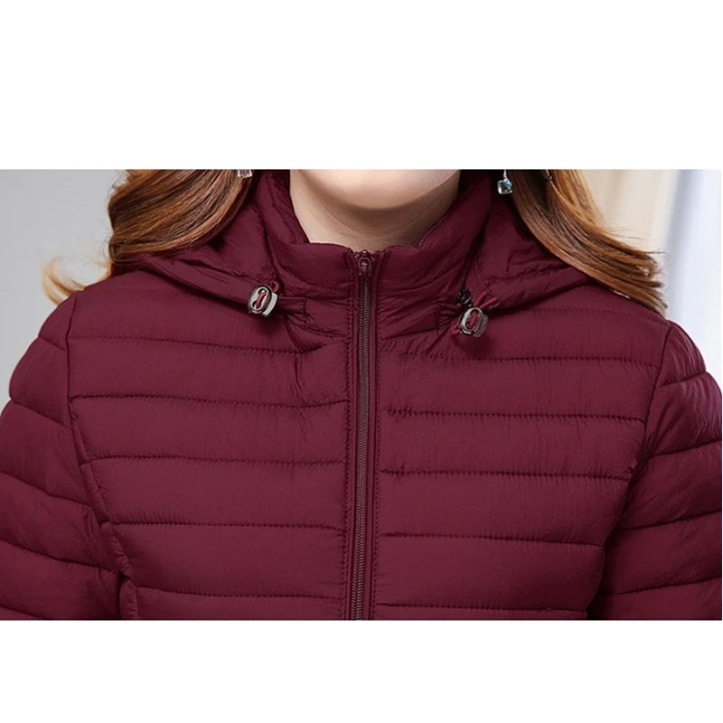 Veste d'hiver pour femme, manteau à capuche amovible, nouveau manteau coréen en coton épais, long, slim et chaud, vêtements d'extérieur pour femmes, 6XL,