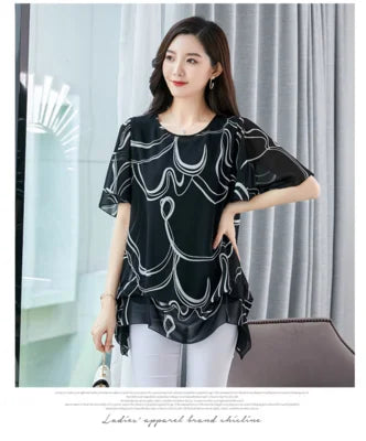 Women's t-shirts Plus Size 5XL 6XL Overweight Women Tops Tees Women's clothing sales T-shirt Fashion Chiffon Summer Style Cloths