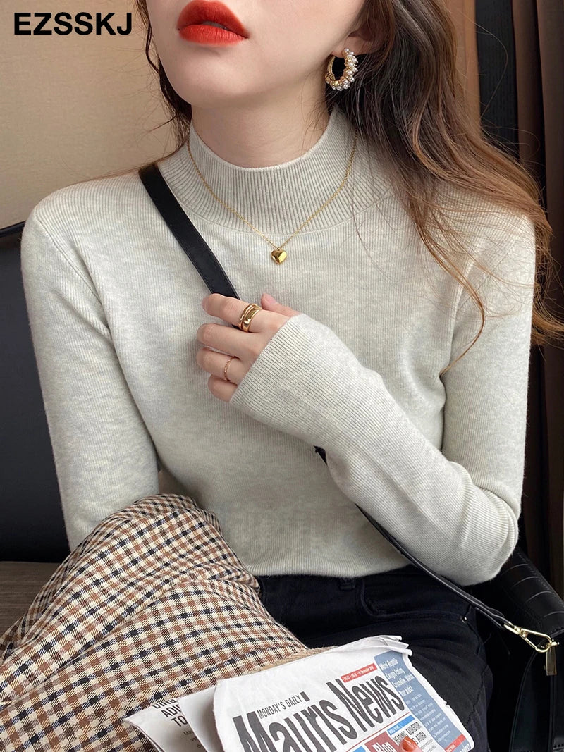 Basic Turtleneck Slim Sweater Pullover Women Autumn winter Casual long Sleeve Sweater For women Female Chic Jumpers top