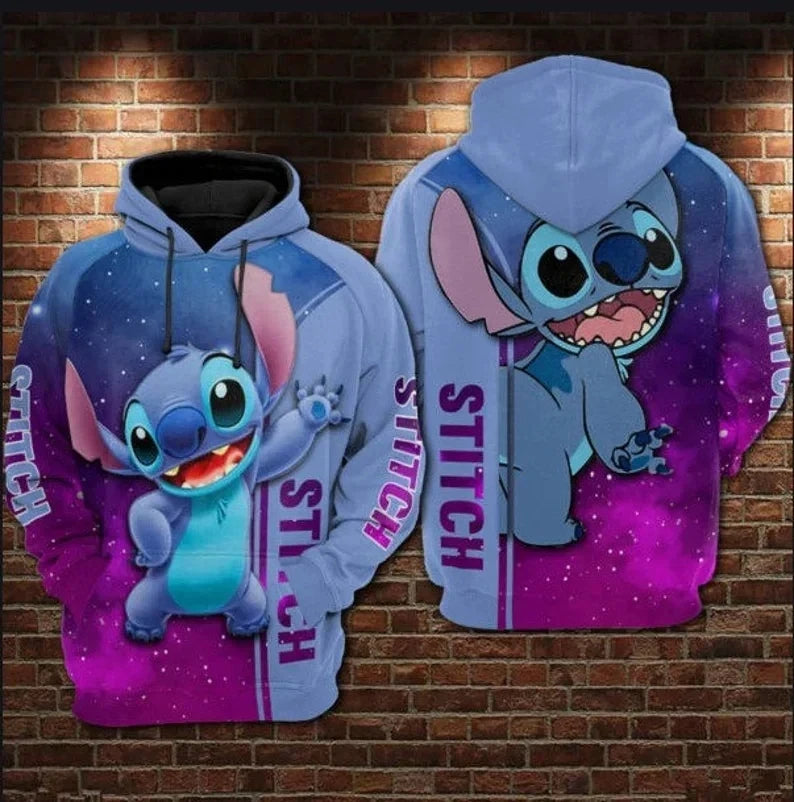 Sweat à capuche Disney Stitch Galaxy imprimé en 3D, cadeau pour un ami, sweat à capuche Stitch et Lilo