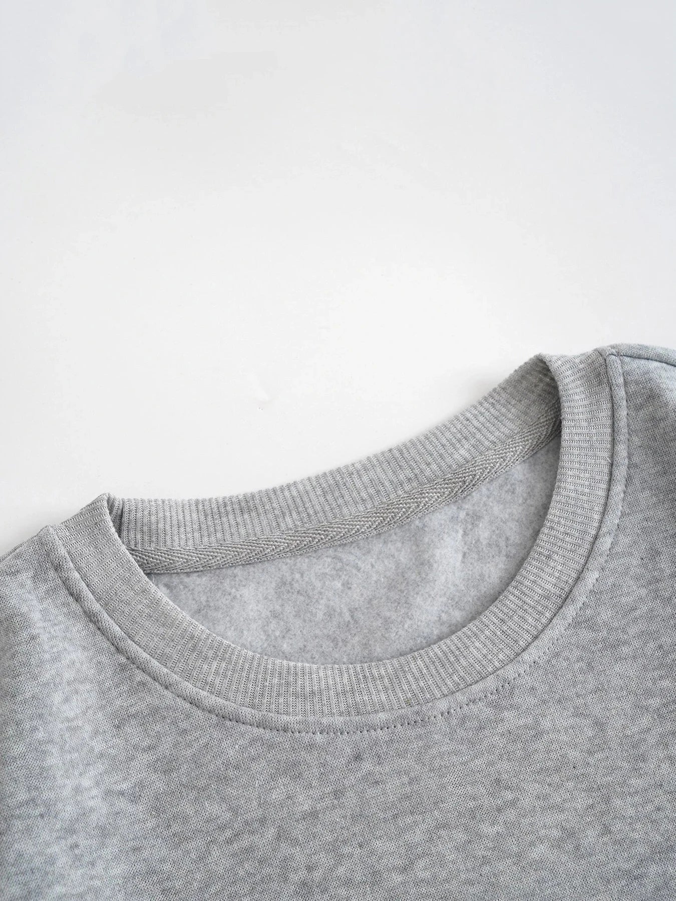 Pull ample à manches longues et col rond avec doublure thermique imprimée pour femme, sweat-shirt en velours