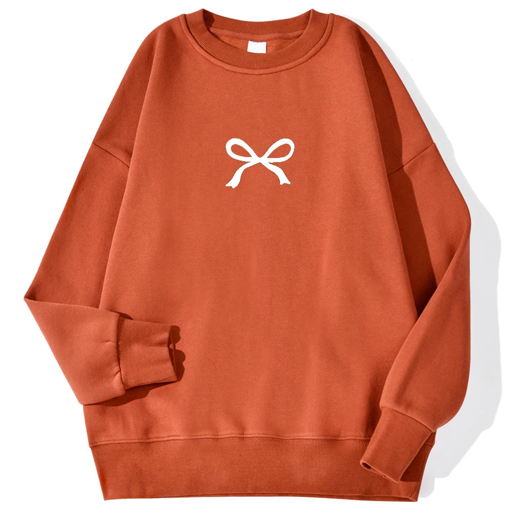 Sweat-shirts décontractés pour femmes Kawaii Bow imprimés graphiques pull confortable chaud surdimensionné sweat à capuche automne polaire doux vêtements féminins