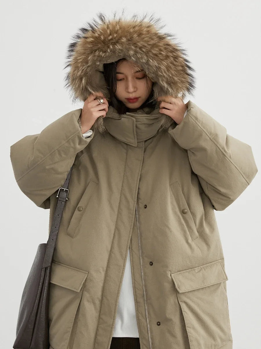 CHIC VEN Women Down Coats Solid Outdoor Loose Casual Down Jacket  Thickened Parka Jackets Female Overcoat Autumn Winter 2023