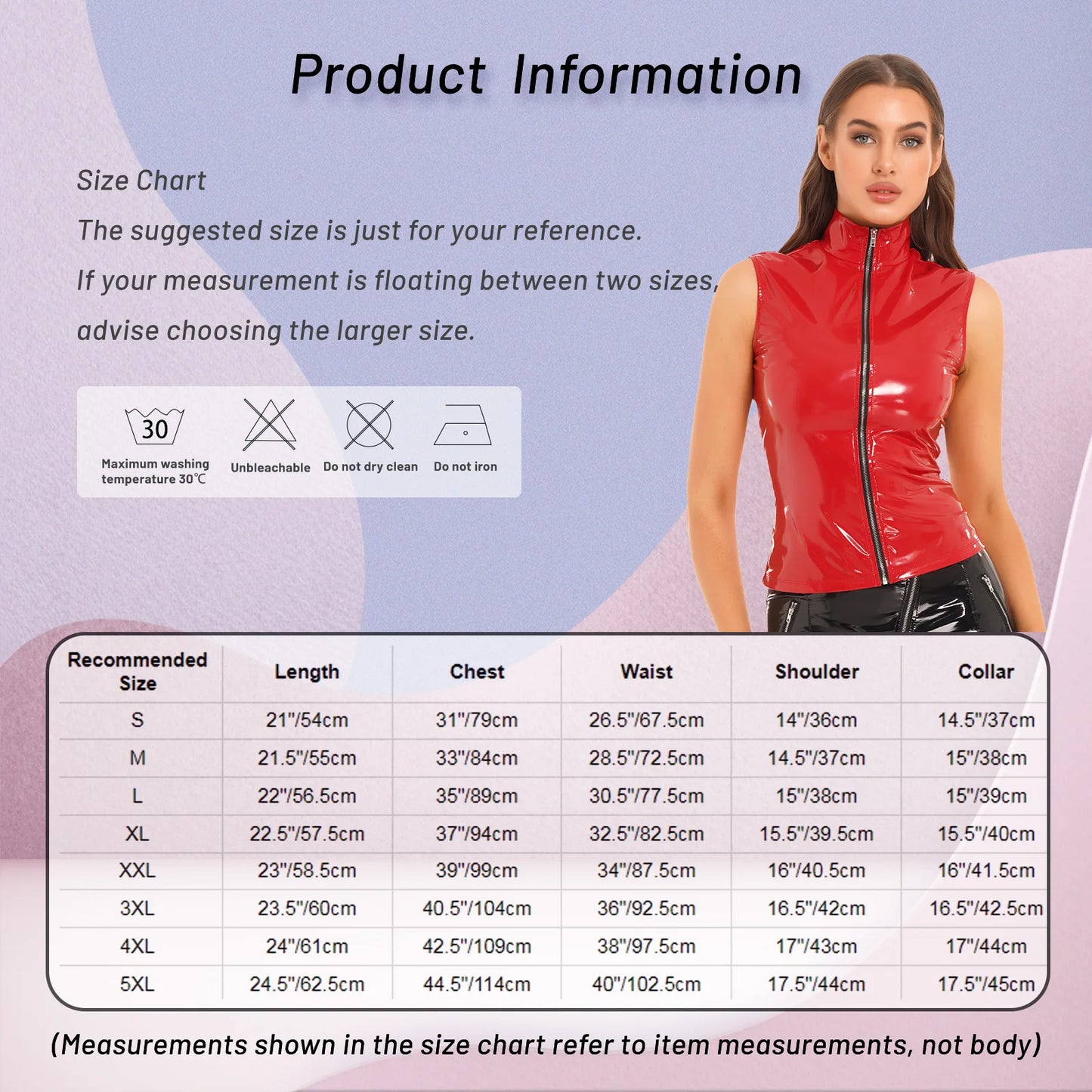 New Sexy Womens Zipper Jacket Wet Look Patent Leather Stand Collar Sleeveless Cami Vest Tank Tops Female Fashion Party Clubwear