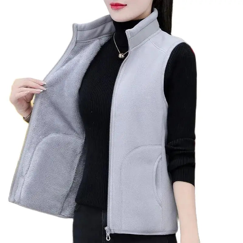 Automne Hiver Femmes Double Face Gilet Manteau Nouvelle Sans Manches Veste Courte Femmes Chaud Manteau De Base Femme Gilet Hauts Vêtements