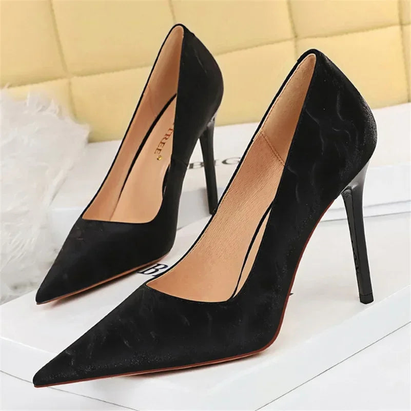 Size 34-43 Women 10.5cm High Heels Pumps Wedding Bridal Sexy Nightclub Stiletto Heels Lady Escarpins Office Party Plus Shoes