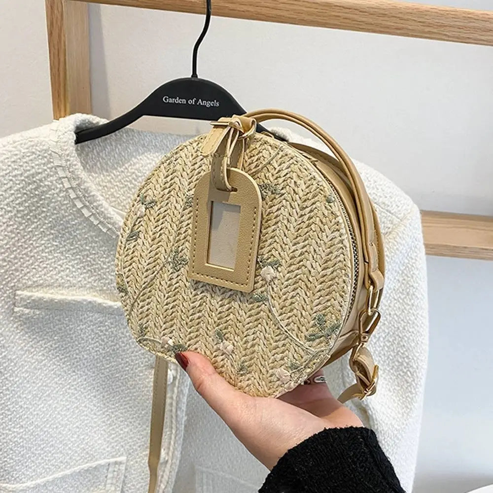 Fashion Small Summer Round Straw Bag Shoulder Bags Crossbody Bags Handbag