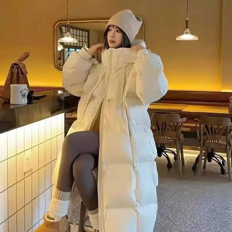 Hiver Nouvelles Femmes Coton Vêtements à Capuche Longueur Version Lâche Vêtements D'extérieur Minceur Col Montant Manteau Mode Chaud Décontracté Parkas