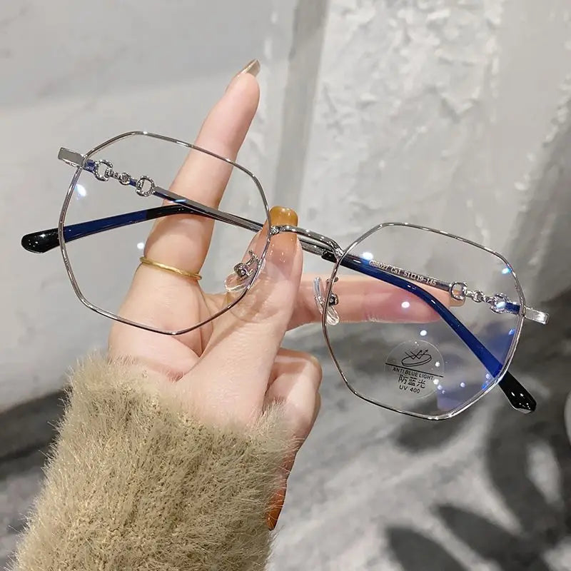 Lunettes de myopie anti-lumière bleue polygonales à la mode pour hommes et femmes