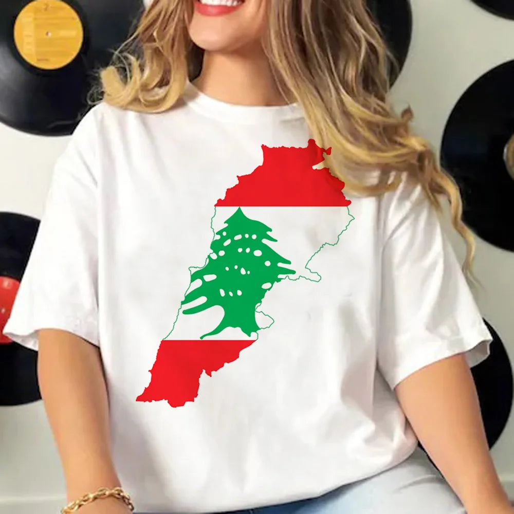 Lebanon tshirt women Y2K graphic pattern t shirt female anime clothes