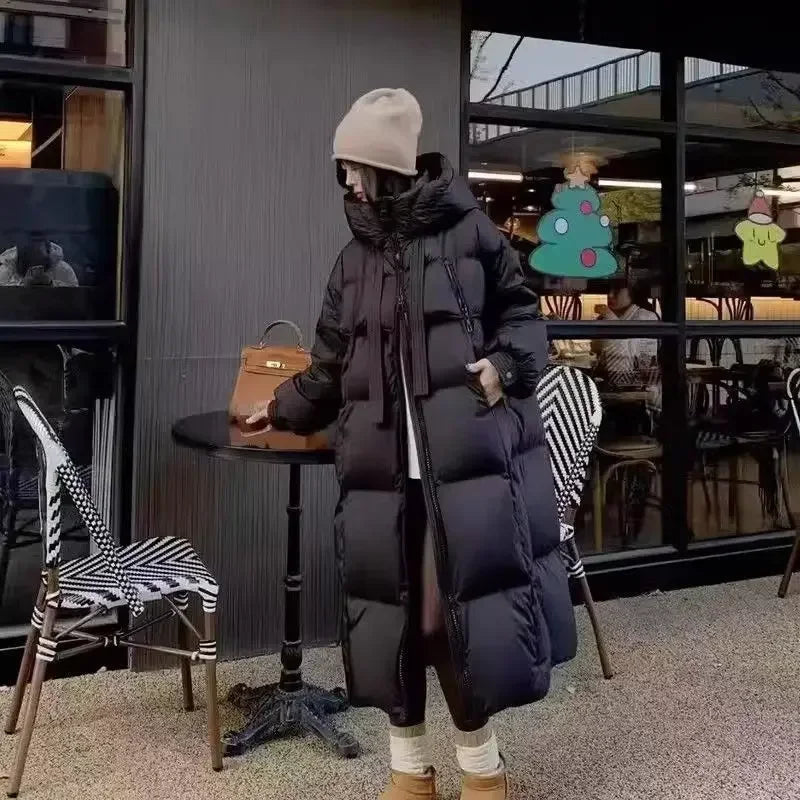 Hiver Nouvelles Femmes Coton Vêtements à Capuche Longueur Version Lâche Vêtements D'extérieur Minceur Col Montant Manteau Mode Chaud Décontracté Parkas