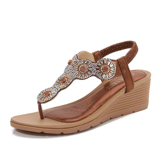 Summer 2024 Women Wedge Gladiator Sandals Flip Flop Shoes Women Bohemia Crystal Casual Beach Sandals 36-42 Women Shoes