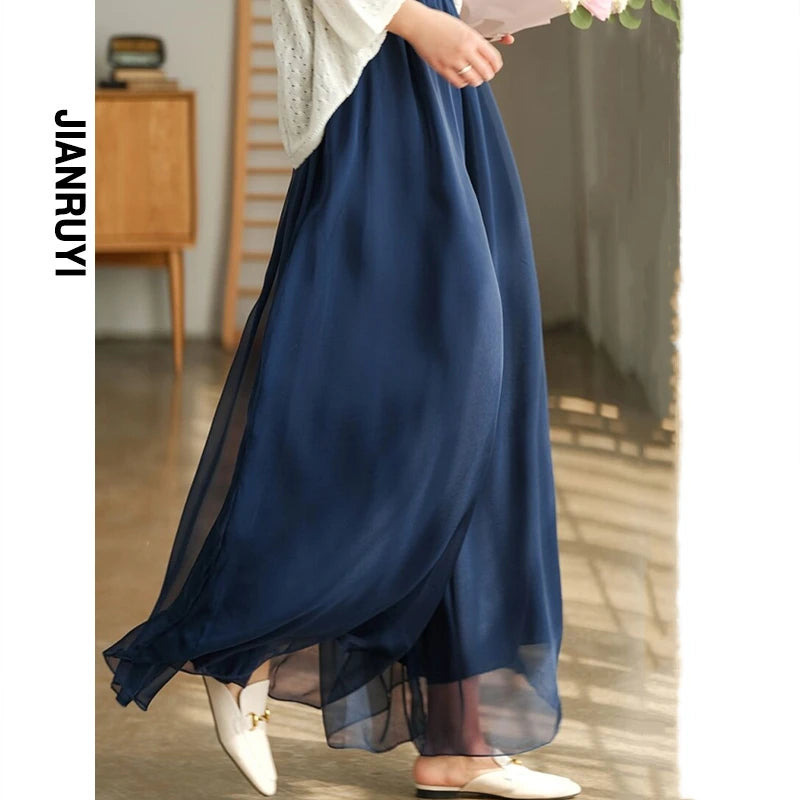 Summer Plus Size Loose Flowy Wide-Leg Pants for Curvy Women, Ultra Wide Casual Ters