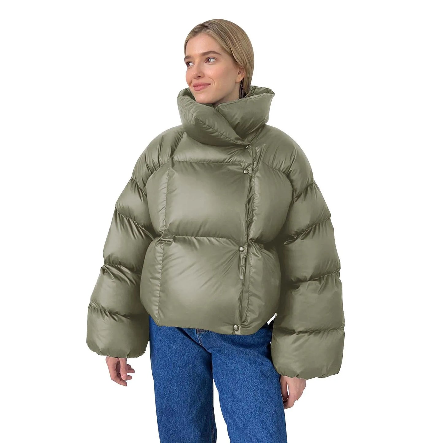 Veste matelassée d'hiver pour femme, parka épaisse et chaude, veste courte à capuche, en coton solide, rembourrée, vêtements d'extérieur