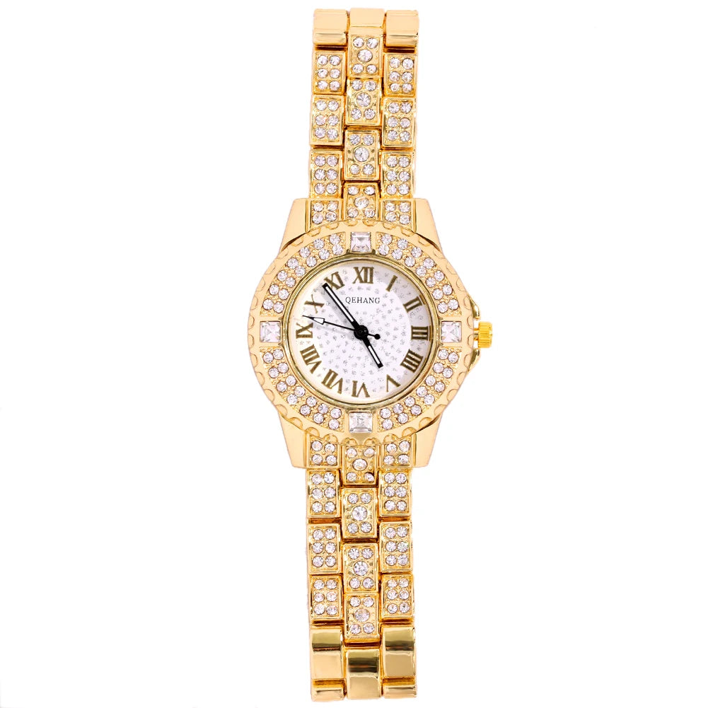 Montres à la mode entièrement glacées pour hommes et femmes, montre carrée en acier inoxydable, strass de luxe, montre à quartz carrée, cadeau de fête Hip Hop