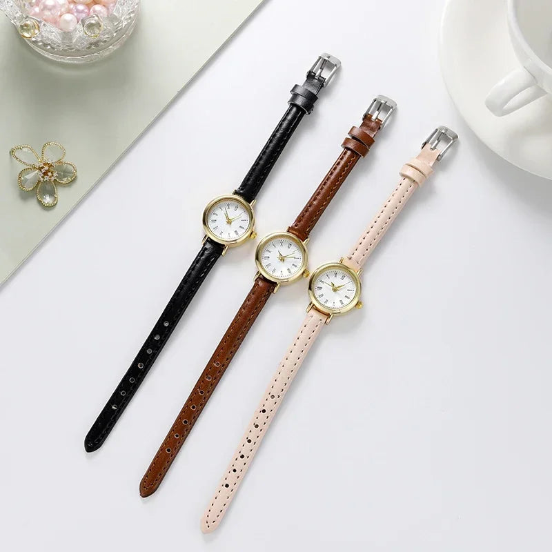 2025 Montres simples pour femmes Petites montres rondes pour filles Montres-bracelets à quartz Montre pour femme Cadeau Reloj Para Mujer Montre pour femme