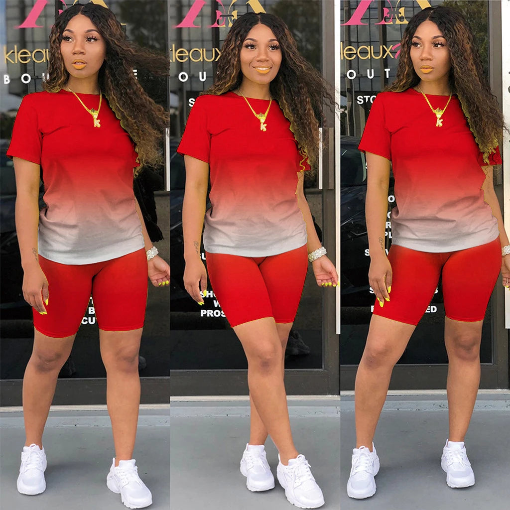 Two Piece Outfits for Women Summer Short Set 2 Piece Outfits Jogger Track Suits Sweatsuits for Women Short Sleeve