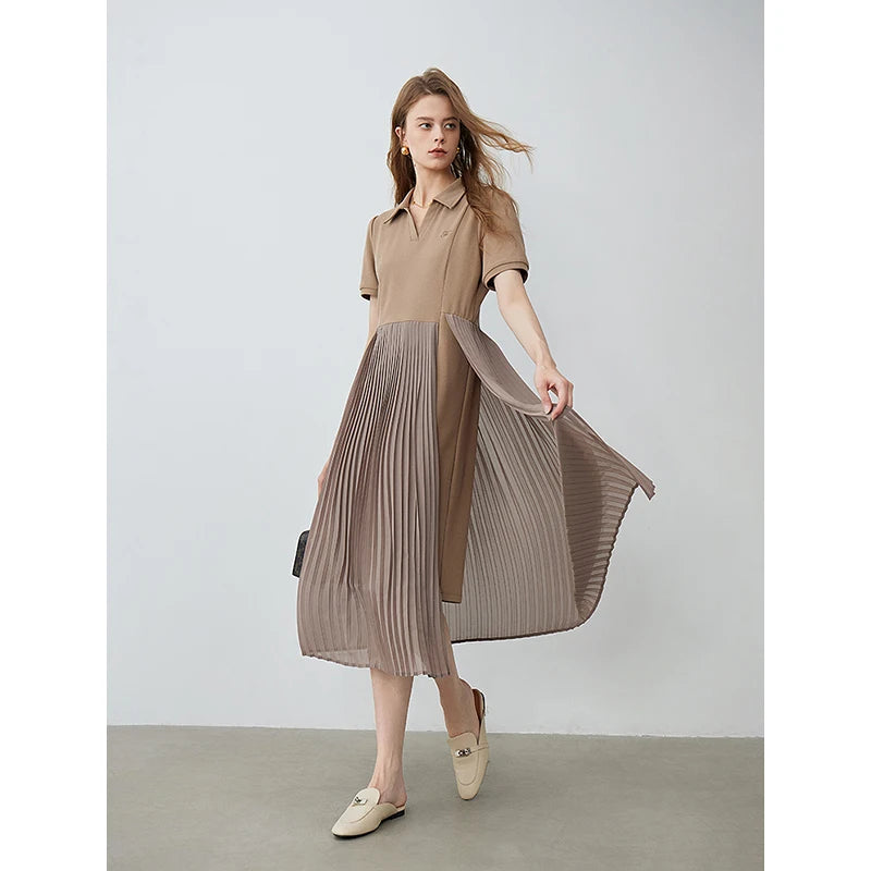 TOYOUTH Women Pleated Skirt 2024 Summer New Patchwork Dress