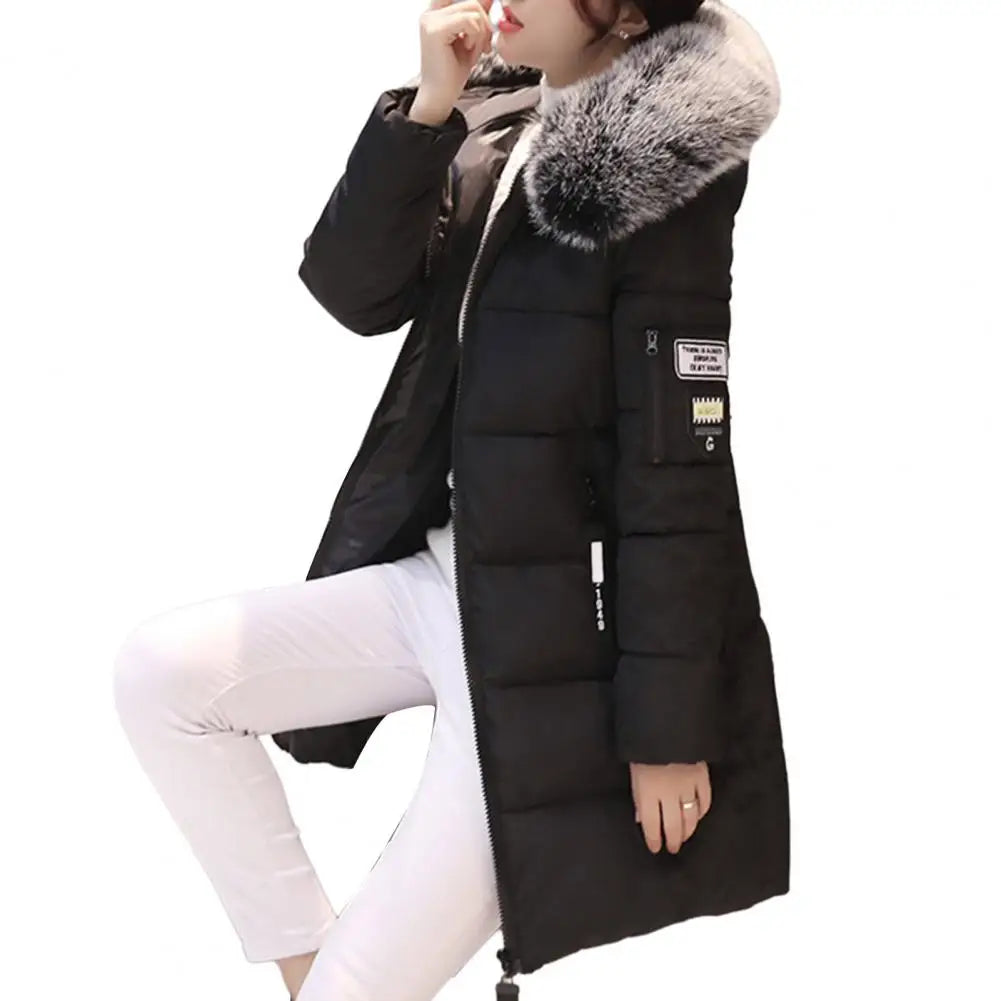 Manteau en coton à capuche pour femme Manteau d'hiver à capuche Manteau d'hiver en coton élégant pour femme Épais Coupe-vent Chaud avec capuche Poches zippées