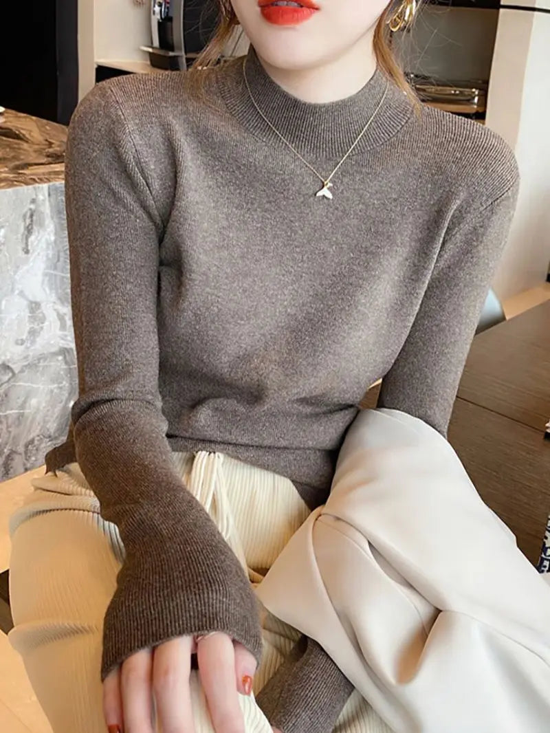 Basic Turtleneck Slim Sweater Pullover Women Autumn winter Casual long Sleeve Sweater For women Female Chic Jumpers top