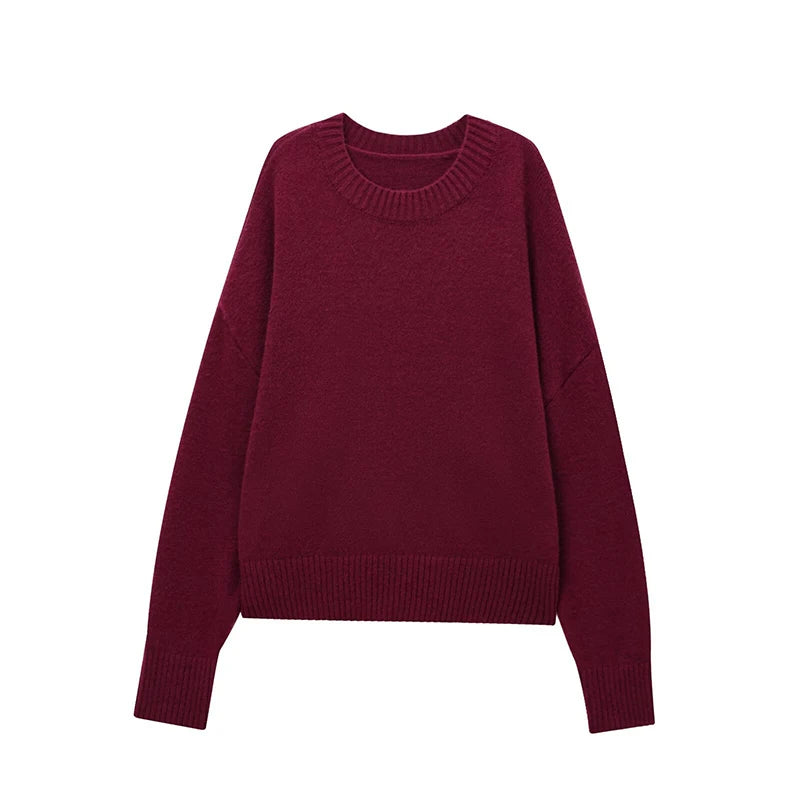 Laxsesu Pullovers for Women O-Neck Casual Chic Knitted Sweater Autumn Winter 2024 New Fashion Long Sleeve Female Stretch Jumpers