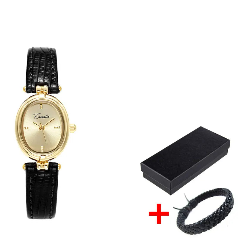 Retro Niche Design Square Rectangular Gold Dial Quartz Women's Watch Casual Brown Leather Waterproof Fashion Watch Relogio