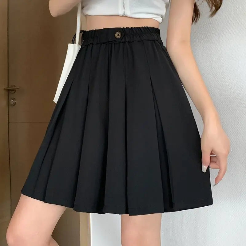 Pleated Shorts Women Baggy Summer Casual Fashion Korean Style Elegant Office Lady All-match Elastic Waist Vintage Ins Streetwear