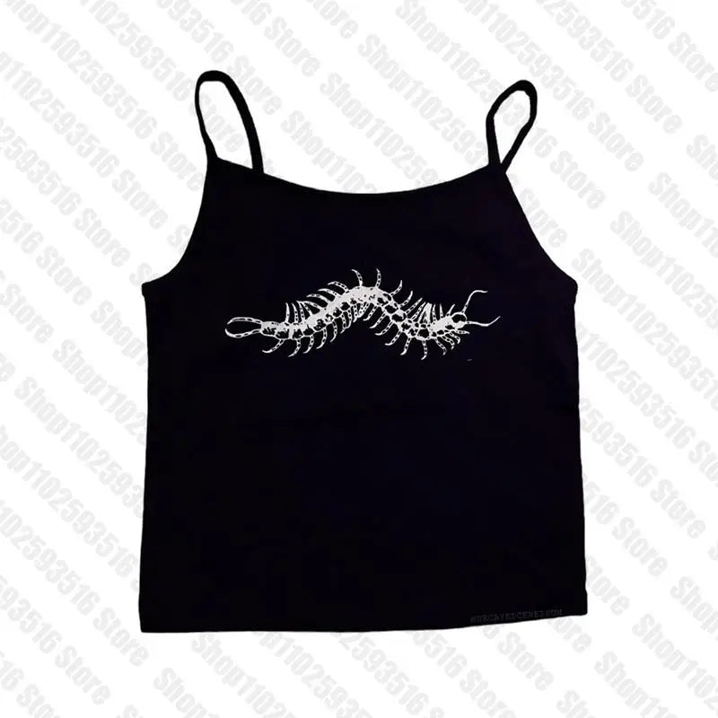 Summer y2k Printing Women Trash Centipede Vest Top women Short Crop Top Aesthetic punk Streetwear Female Tops Goth Corset tvest