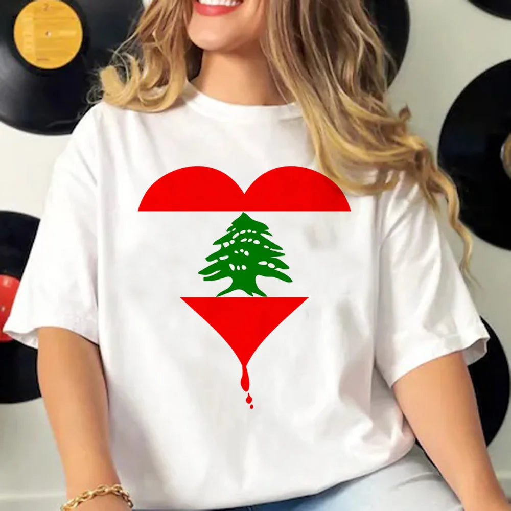 Lebanon tshirt women Y2K graphic pattern t shirt female anime clothes