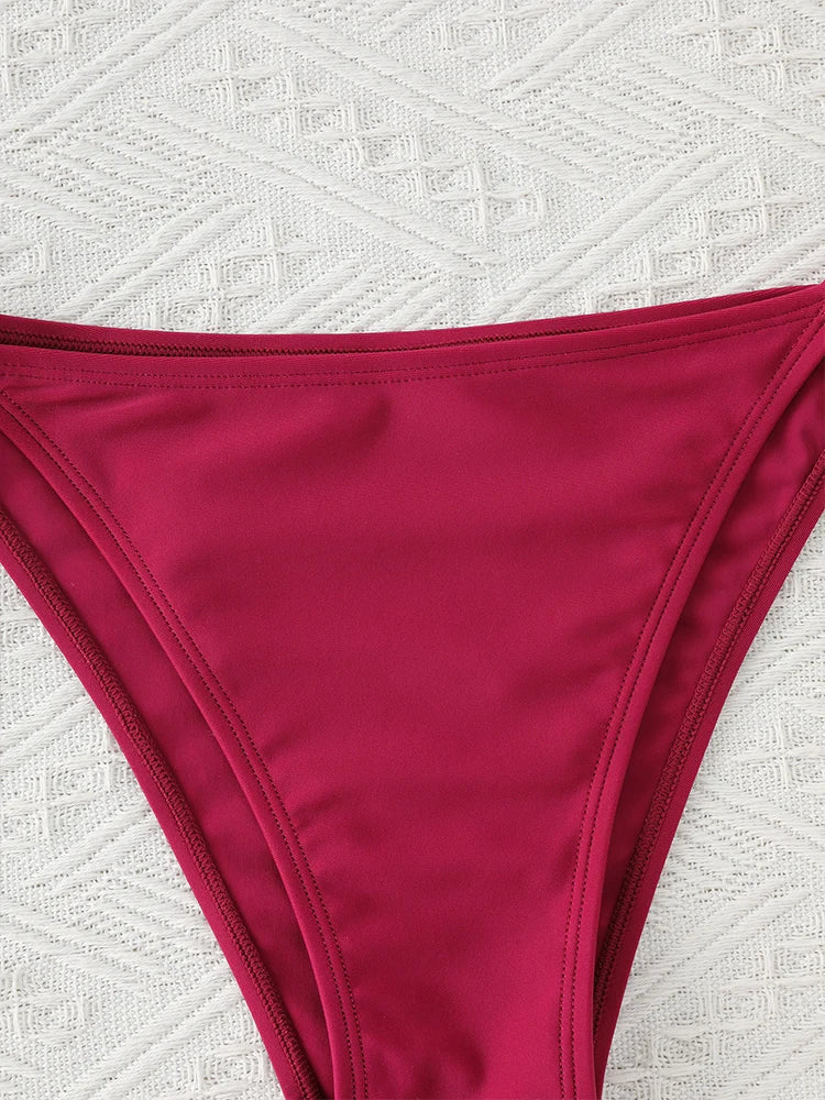 Ensemble de bikini string pour femmes, maillot de bain sexy à lacets sur le côté, bandage, cravate au cou, maillot de bain réglable, style brésilien, sous-vêtements