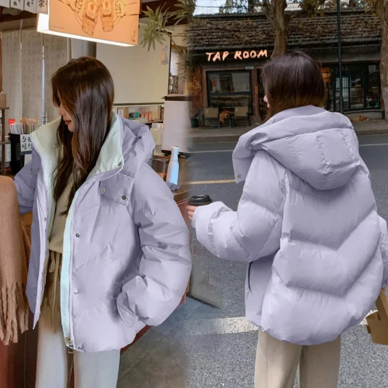 2025 Nouvelle Parka d'hiver pour femmes, veste courte à capuche en coton épais, veste décontractée en coton rembourré pour dames, vêtements d'extérieur pour femmes