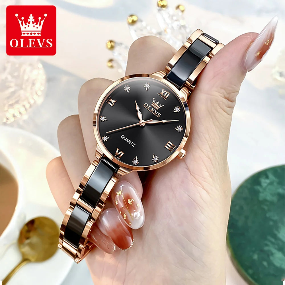 OLEVS 5872 Luxury Top Brand Watch For Women Waterproof Luminous Original Quartz Ladies Wristwatch Fashion Women's Watches