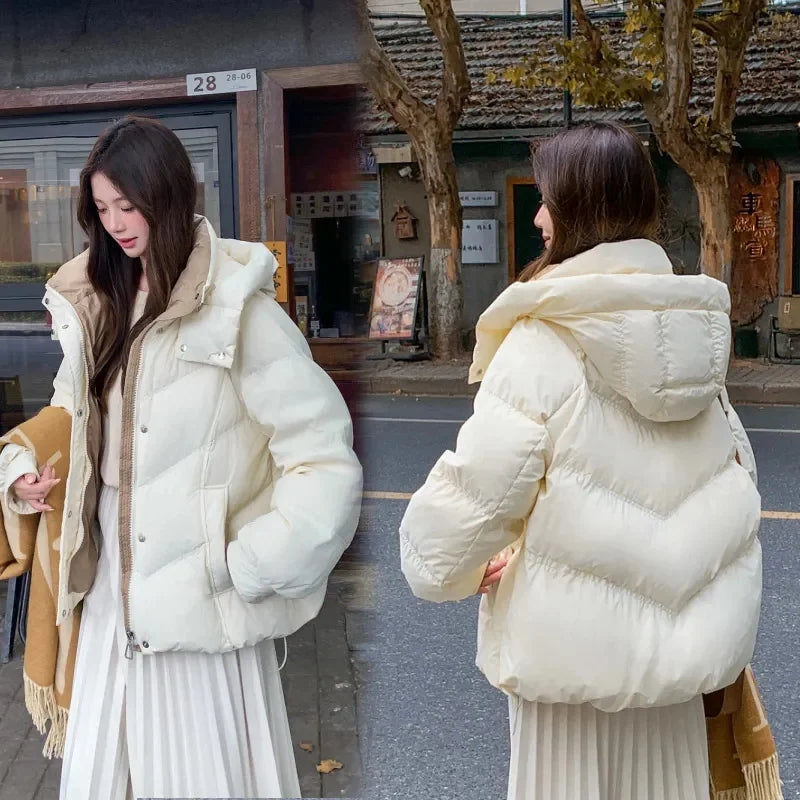 2025 Nouvelle Parka d'hiver pour femmes, veste courte à capuche en coton épais, veste décontractée en coton rembourré pour dames, vêtements d'extérieur pour femmes