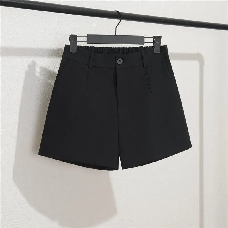 Solid Casual Elegant Trendy OL Office Lady Short Women's Pants Korean Sweet Fashion Elastic Waist Basic All-match Loose Shorts