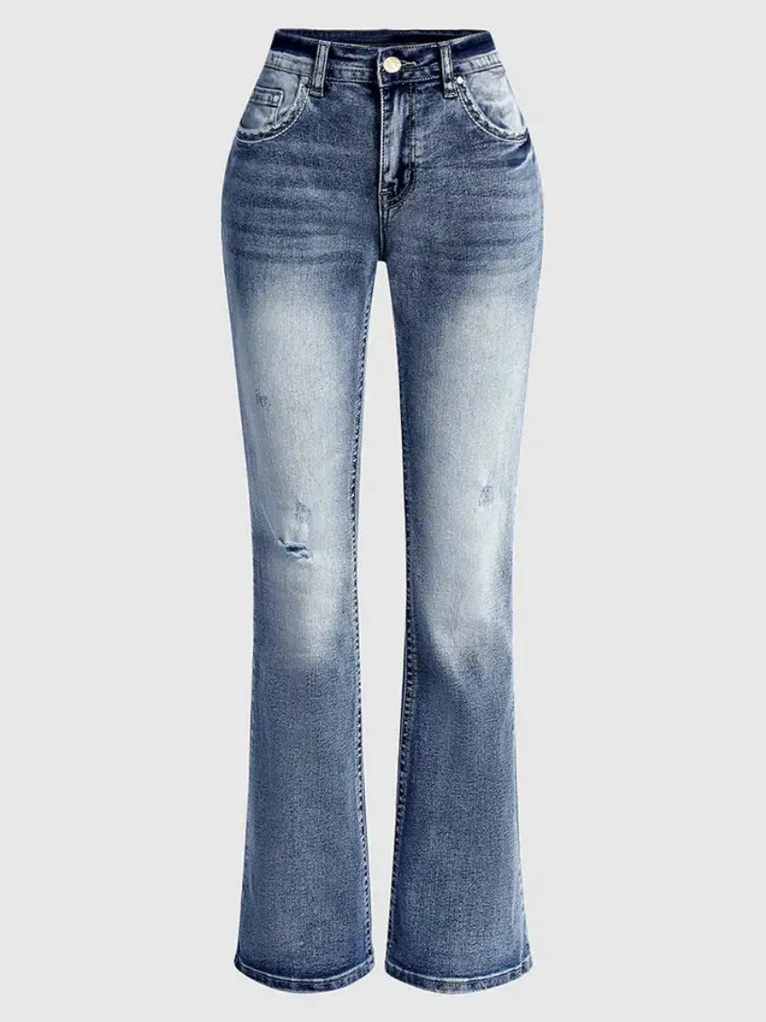 nouveaux jeans droits micro-stretch pour femmes jeans micro-stretch décontractés et amples pour femmes taille haute confortables