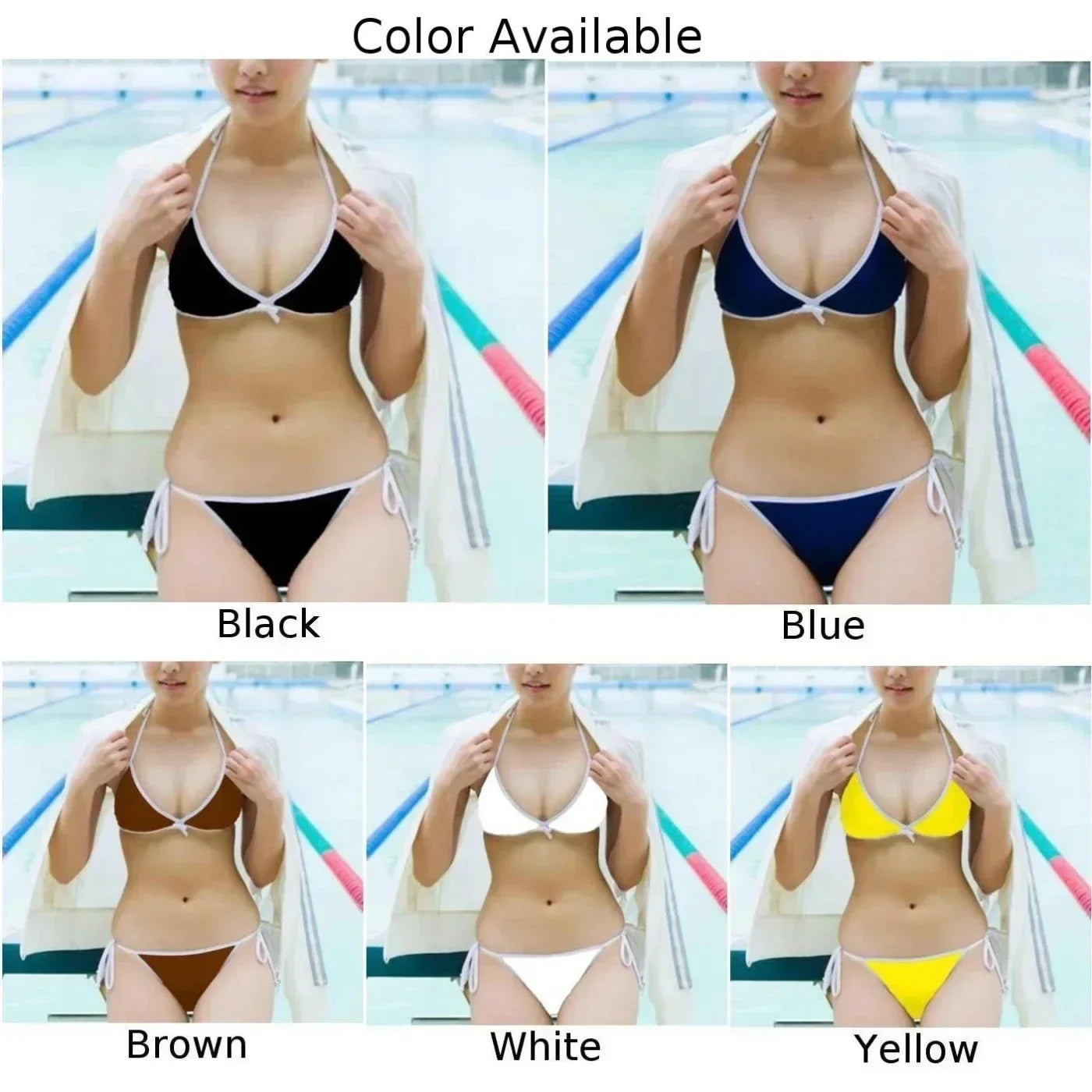 Ensemble de bikini tendance pour femmes, maillot de bain, string, cravate latérale, col en V, dos nu, bandage brésilien