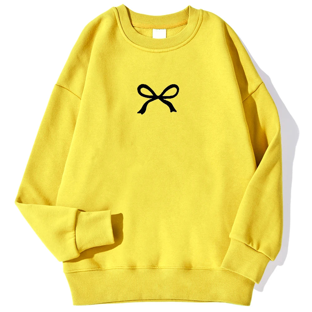 Sweat-shirts décontractés pour femmes Kawaii Bow imprimés graphiques pull confortable chaud surdimensionné sweat à capuche automne polaire doux vêtements féminins