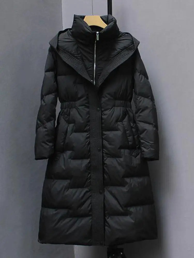 Manteaux d'hiver à capuche au-dessus du genou pour femmes, Parka imperméable épaisse et chaude à manches longues en coton rembourré, nouvelle collection 2025