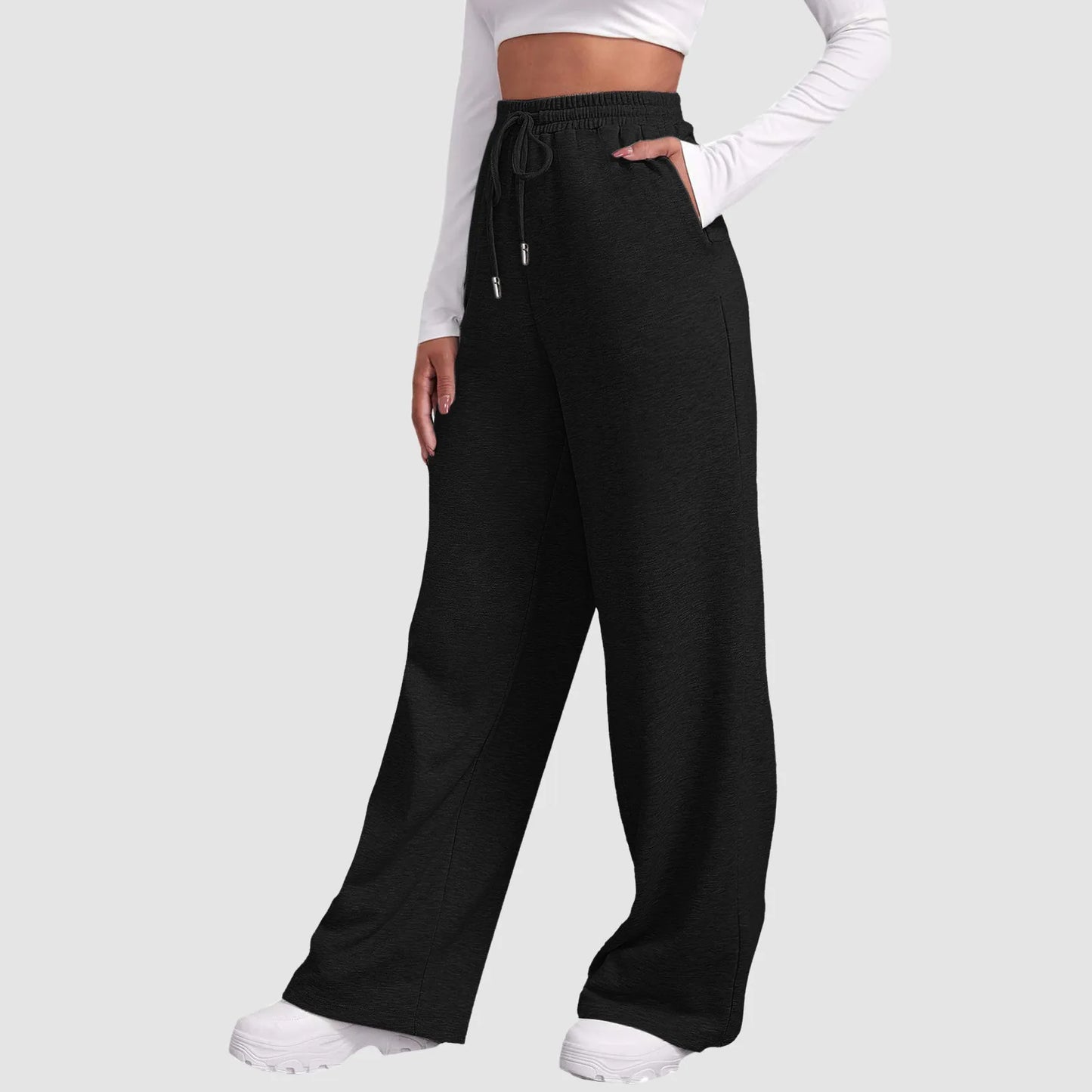 Sweatpants For Women’S Fleece Lined Straight Pants Bottom All-Math Fitness Joggers Travel Basic Wide Leg Pants Trousers Pantalon