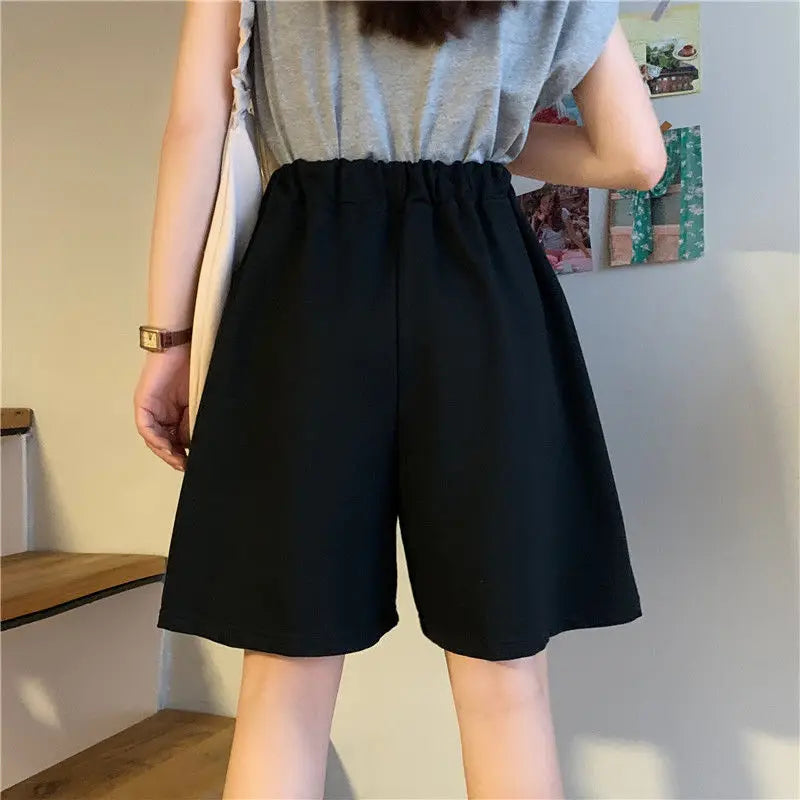 Summer Women Five-point Pants Sweet Casual Harajuku Cotton 2021 Sports Loose Thin Wide-leg Pattern Printing Elastic Girls Shorts