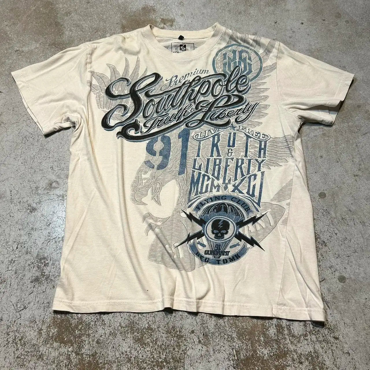 T-shirt vintage du pôle Sud des années 2000 avec logo tête de mort noire, style grunge skate Y2K, pour homme, style hip-hop gothique, mode de rue, grande taille