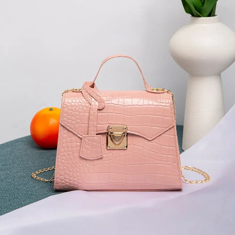 Sac à main rétro exquis pour femmes, sacs à bandoulière tendance en crocodile Kelly, sacs à bandoulière à chaîne de couleur unie pour femmes