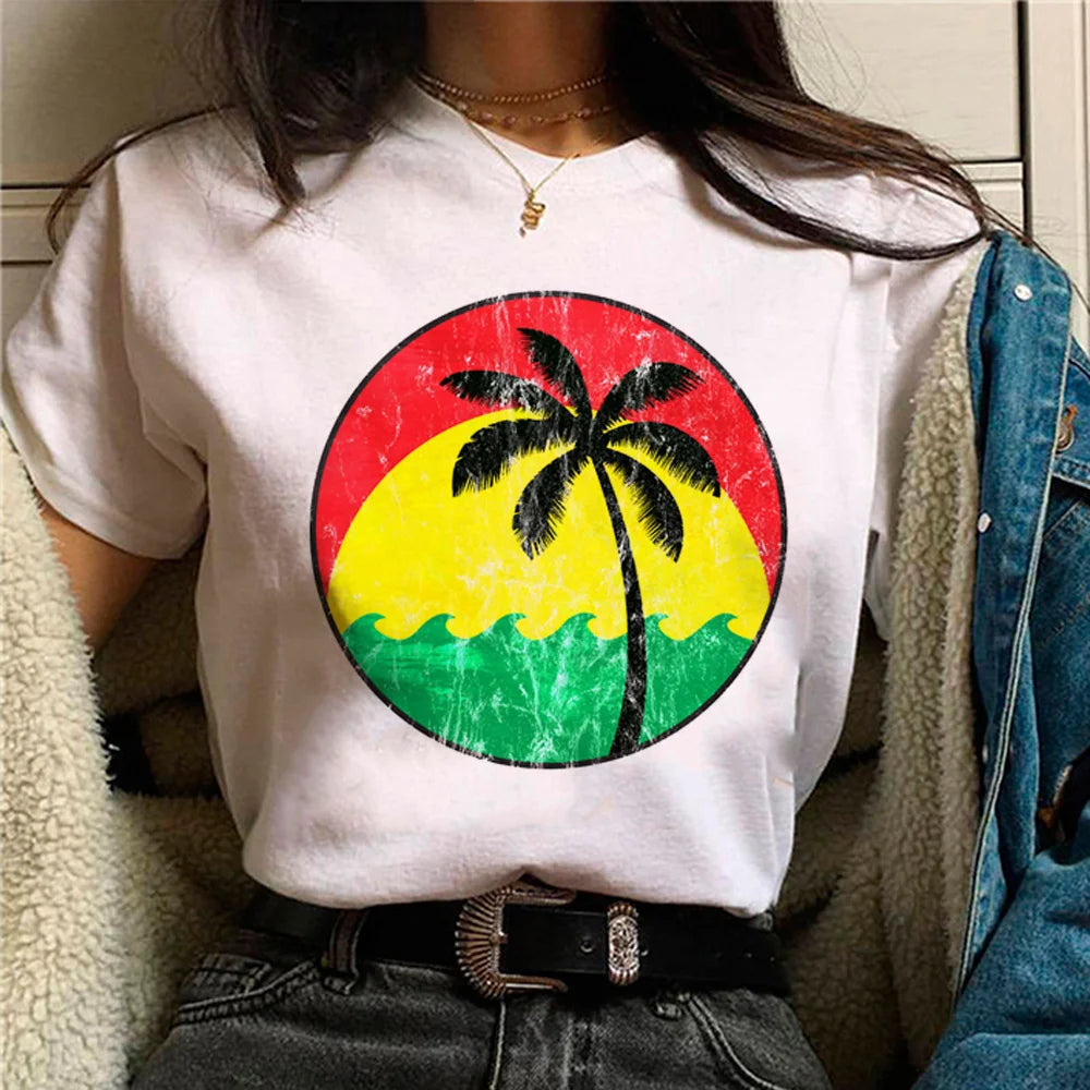 Reggae Rasta t-shirts women harajuku Tee girl anime clothing