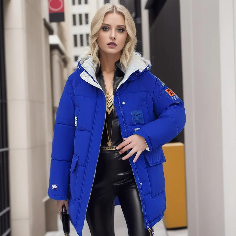 Veste parka en coton à double face pour femme, veste longue rembourrée , version coréenne de la veste parka ample BF